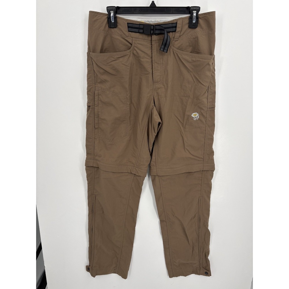Mountain Hardwear Men's Convertible Nylon Brown Hiking Pants, Medium Long 32x34